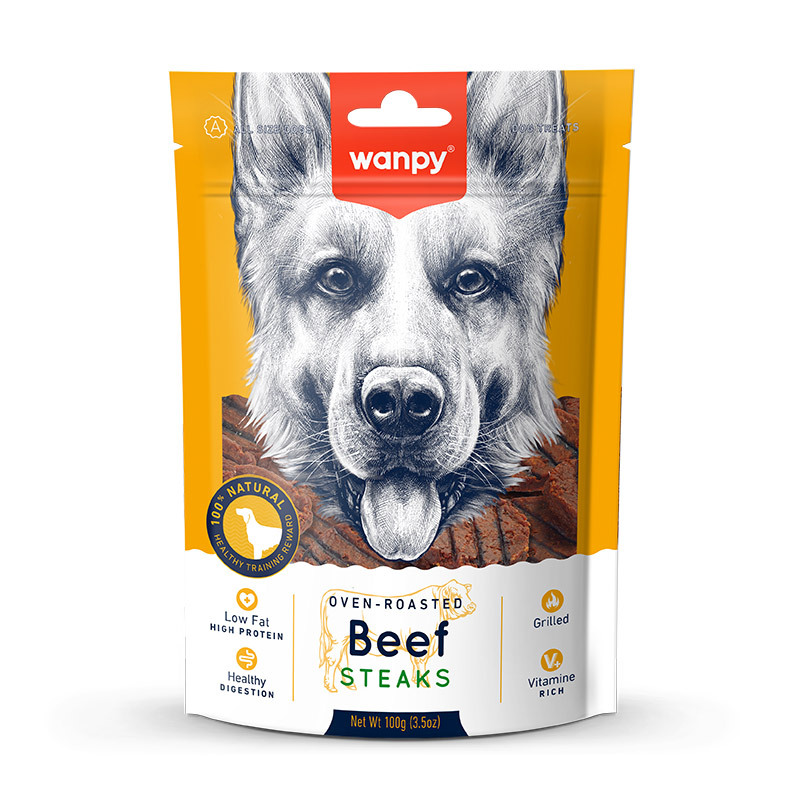 تشویقی سگ ونپی Beef Steaks (استیک گوشت گاو) وزن 100 گرم wanpy