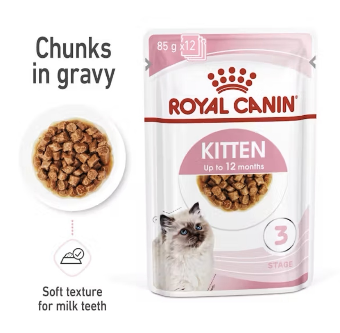  پوچ بچه گربه رویال کنین مدل Kitten Chunks in Gravy 