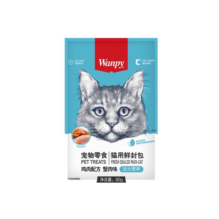  پوچ گربه ونپی با طعم مرغ و خرچنگ 80 گرم Wanpy Cat Pouch - Chicken & Crab 80g 