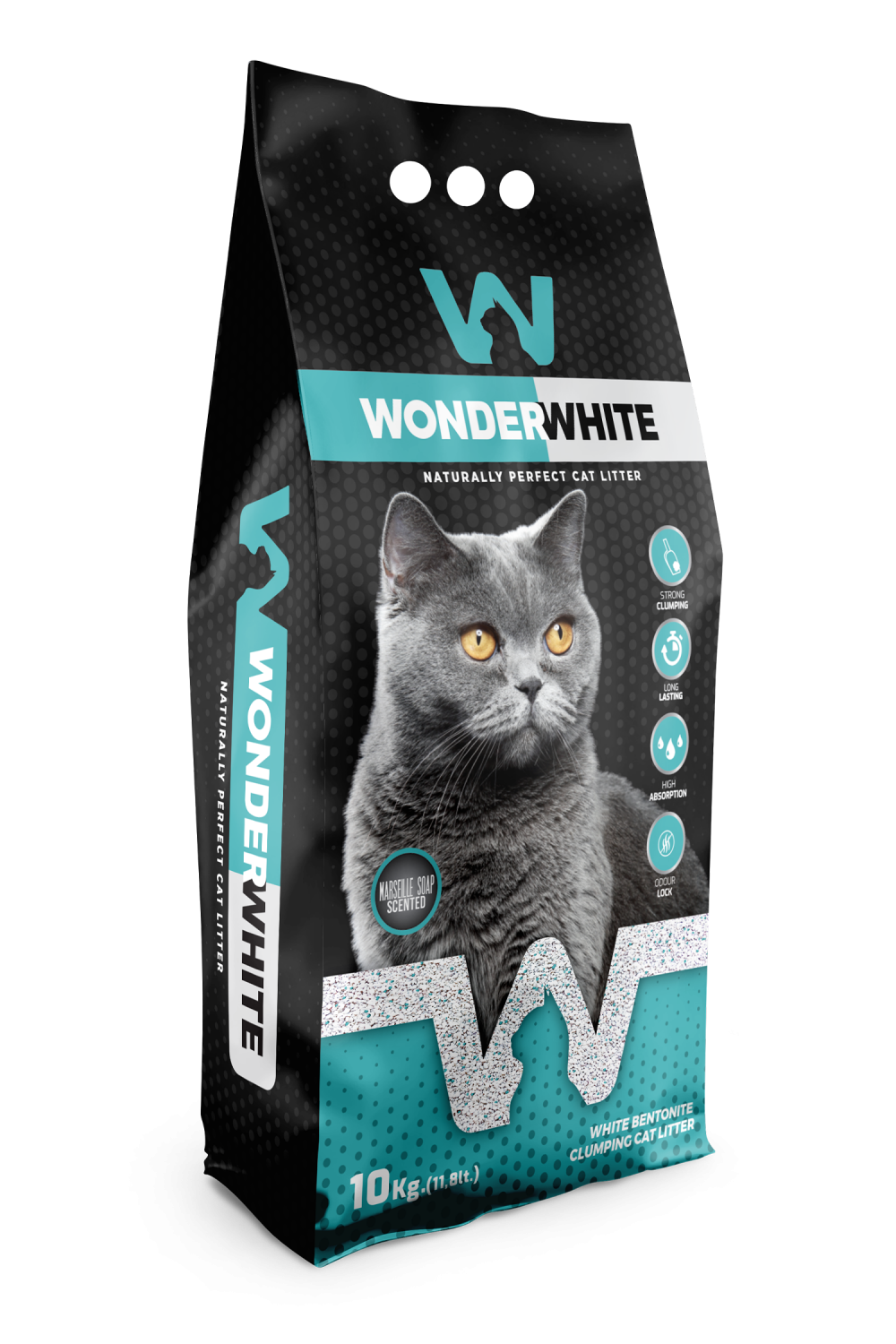  خاک گربه واندر وایت با رایحه صابون مارسی (Wonder White Marseille Soap Scented Cat Litter) 10kg 