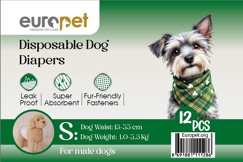  پوشک یکبار مصرف سگ نر Europet سایز S 