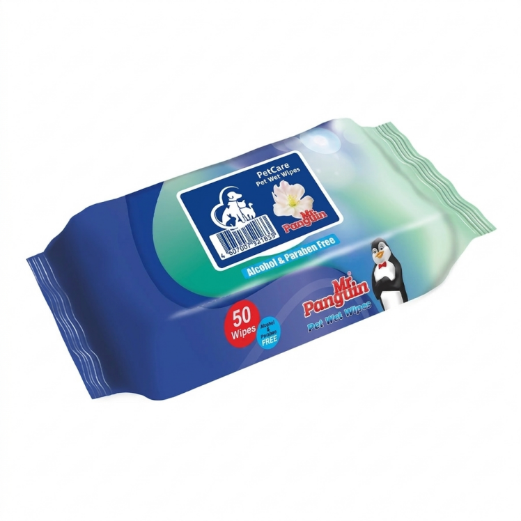 دستمال مرطوب پاکتی مستر پنگوئن مخصوص سگ و گربه Mr. Panguin Pet Wet Wipes