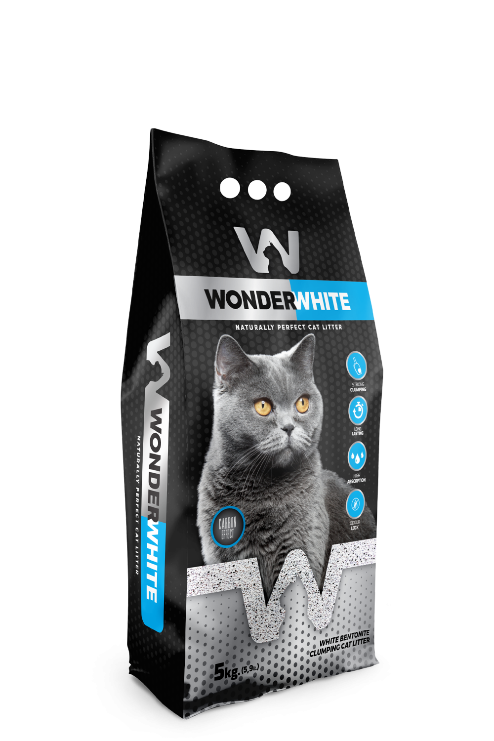  خاک گربه واندر وایت مدل کربن دار Wonder White Carbon Effect Cat Litter 5kg 
