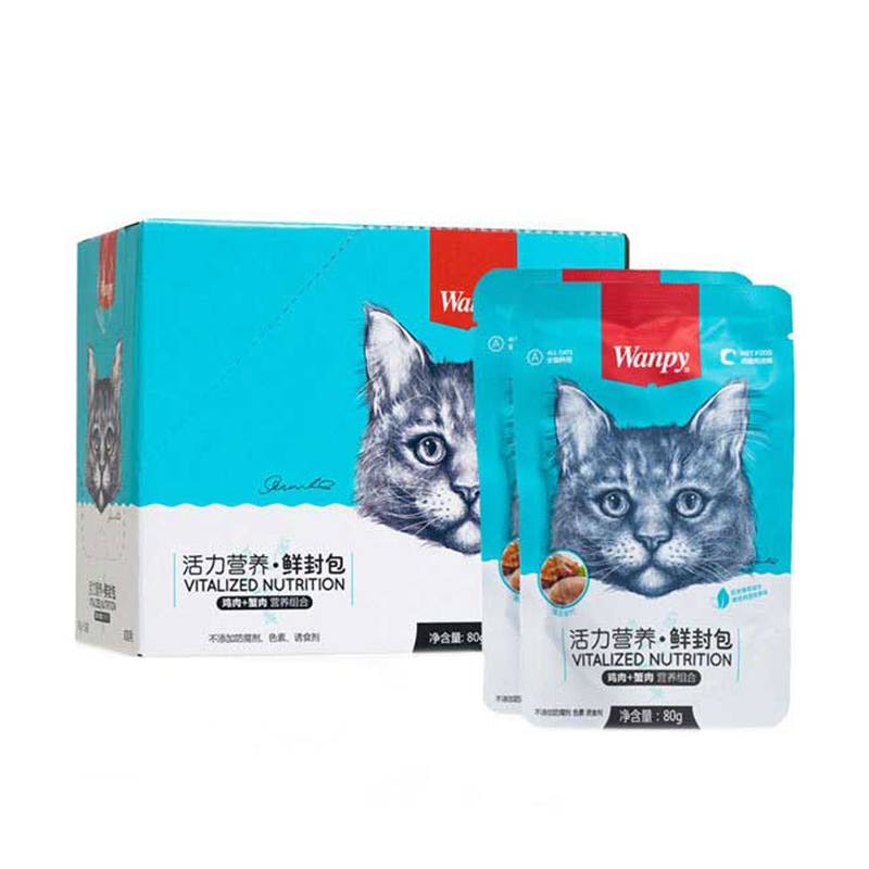  پوچ گربه ونپی با طعم مرغ و خرچنگ 80 گرم Wanpy Cat Pouch - Chicken & Crab 80g 