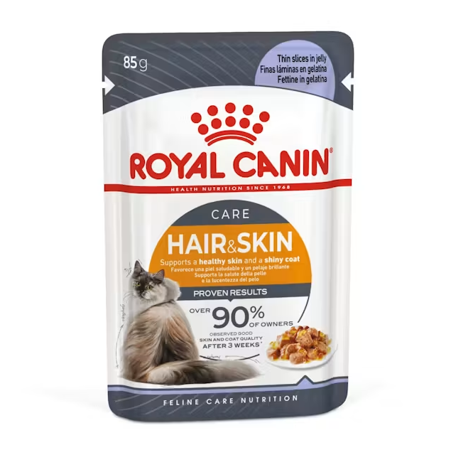 پوچ گربه رویال کنین هیر اند اسکین کر در ژله (مراقبت پوست و مو) Royal Canin Hair & Skin Care Thin Slices in Jelly