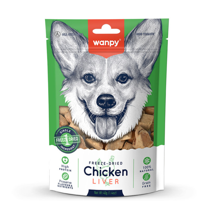 تشویقی فریز دراید سگ ونپی با طعم جگر مرغ وزن 100 گرم wanpy