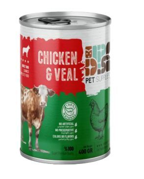  کنسرو سگ دی پی اس مدل نچرال با طعم مرغ و گوساله 400 گرم 
