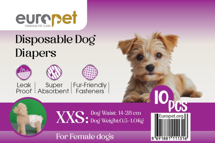 پوشک یکبار مصرف سگ ماده Europet سایز XXS