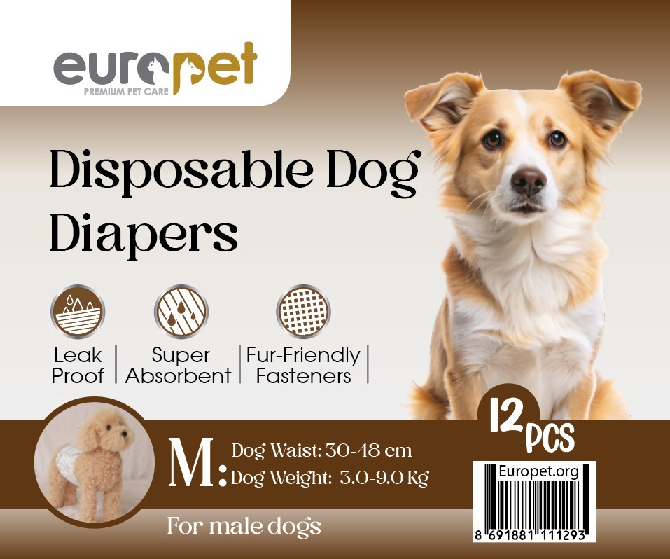  پوشک یکبار مصرف سگ نر Europet سایز M 