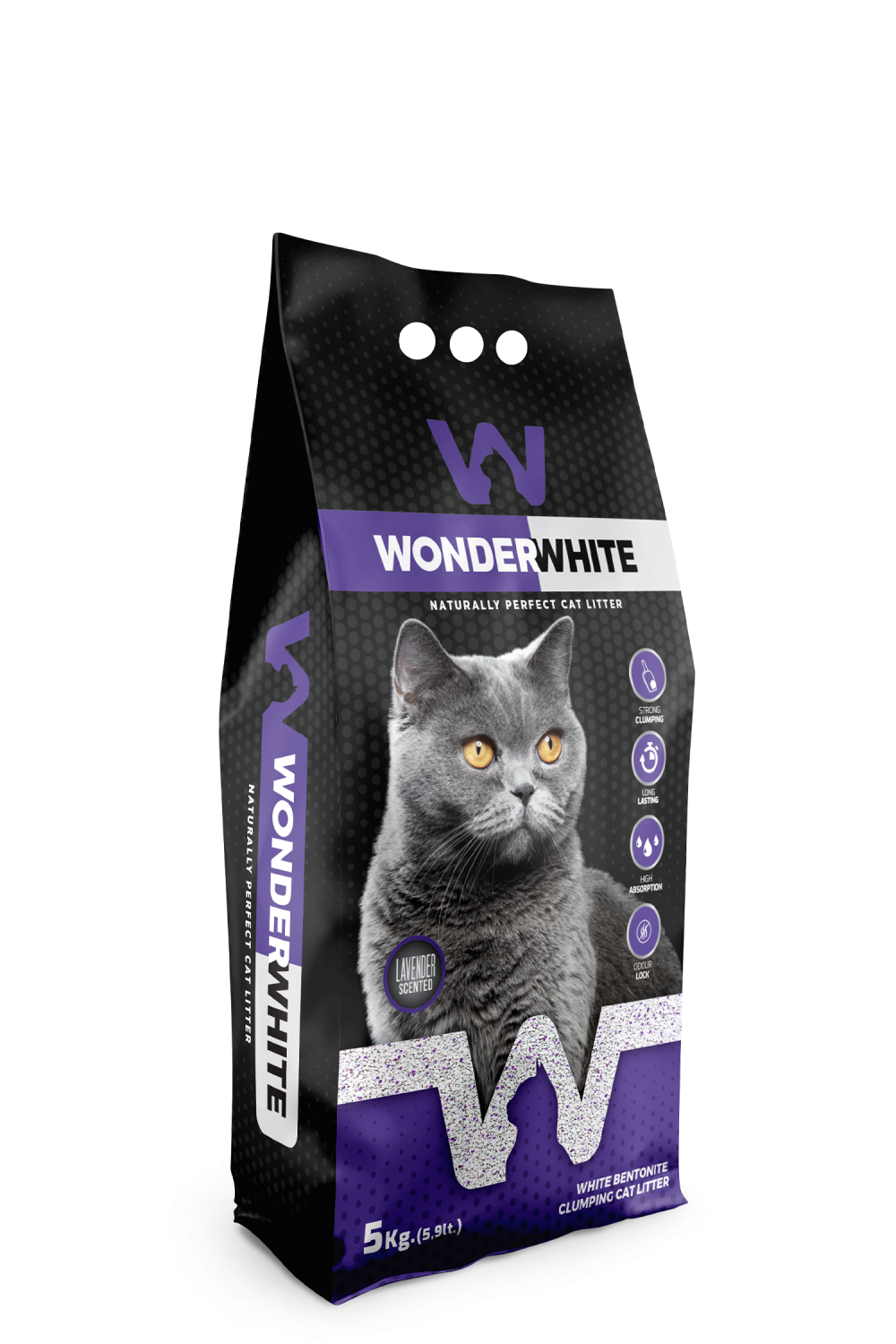  خاک گربه واندر وایت با رایحه اسطوخودوس Wonder White Lavender Scented Cat Litter 5kg 