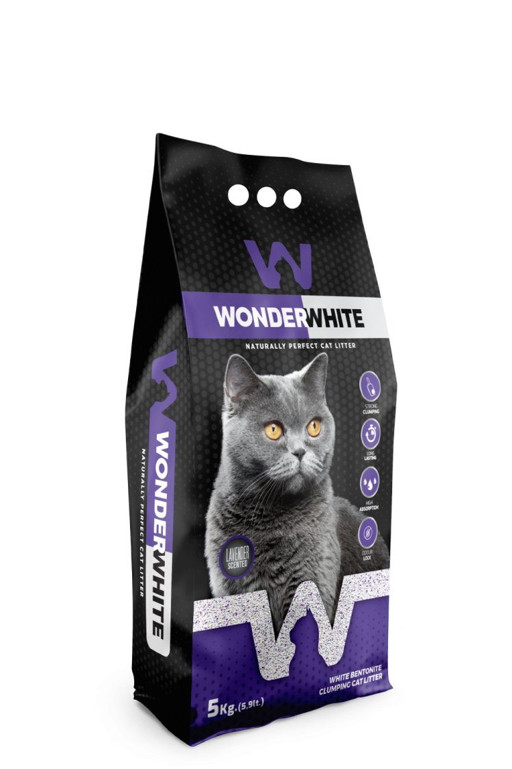 خاک گربه واندر وایت با رایحه اسطوخودوس Wonder White Lavender Scented Cat Litter 5kg