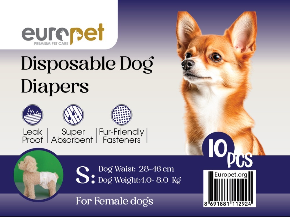  پوشک یکبار مصرف سگ ماده Europet سایز S 