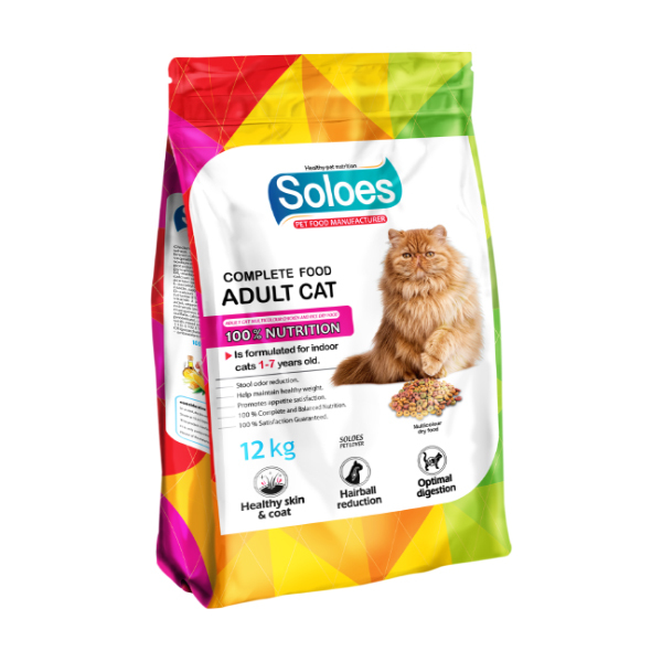 غذای خشک گربه بالغ سولواس مولتی کالر Soloes Adult Cat Multi-Color Chicken & Vegetable
