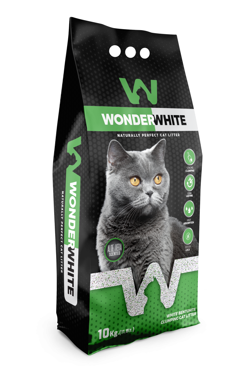  خاک گربه واندر وایت با رایحه آلوئه‌ورا (Wonder White Aloe Vera Scented Cat Litter) 10kg 