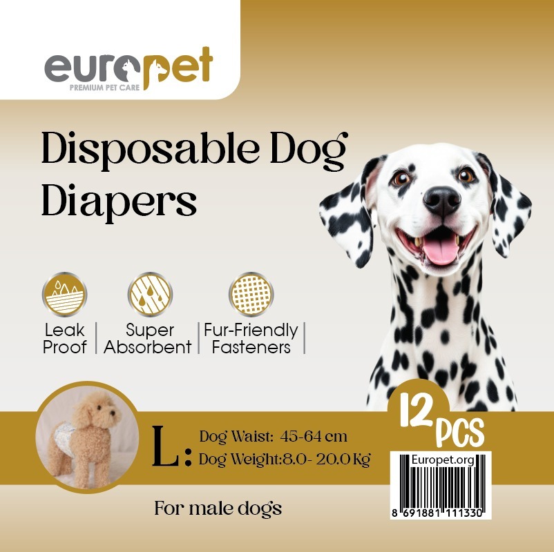  پوشک یکبار مصرف سگ نر Europet سایز L 