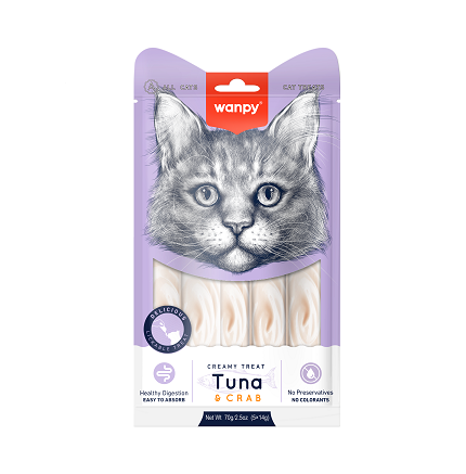 تشویقی بستنی گربه ونپی با طعم تن و خرچنگ (Wanpy Creamy Treat Tuna & Crab)