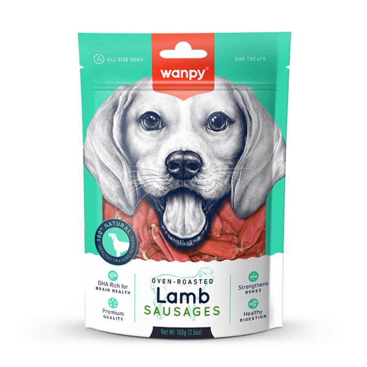 تشویقی سگ ونپی مدل Lamb Sausages وزن 100 گرم wanpy