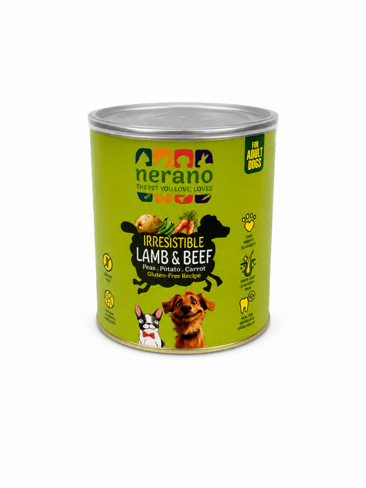 کنسرو سگ نرانو مدل Irresistible Lamb & Beef با طعم بره و گوشت گاو 800 گرم