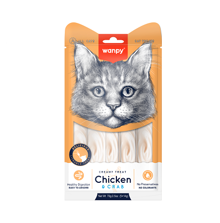 تشویقی بستنی گربه ونپی با طعم مرغ و خرچنگ (Wanpy Creamy Treat Chicken & Crab)