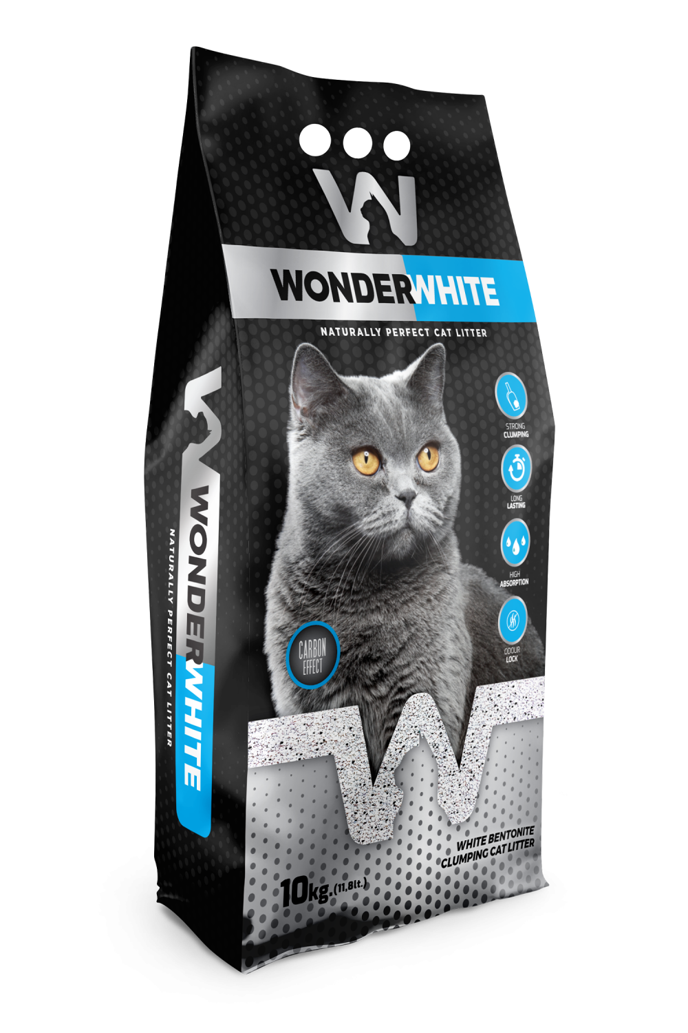  خاک گربه واندر وایت مدل کربن دار Wonder White Carbon Effect Cat Litter 10kg 