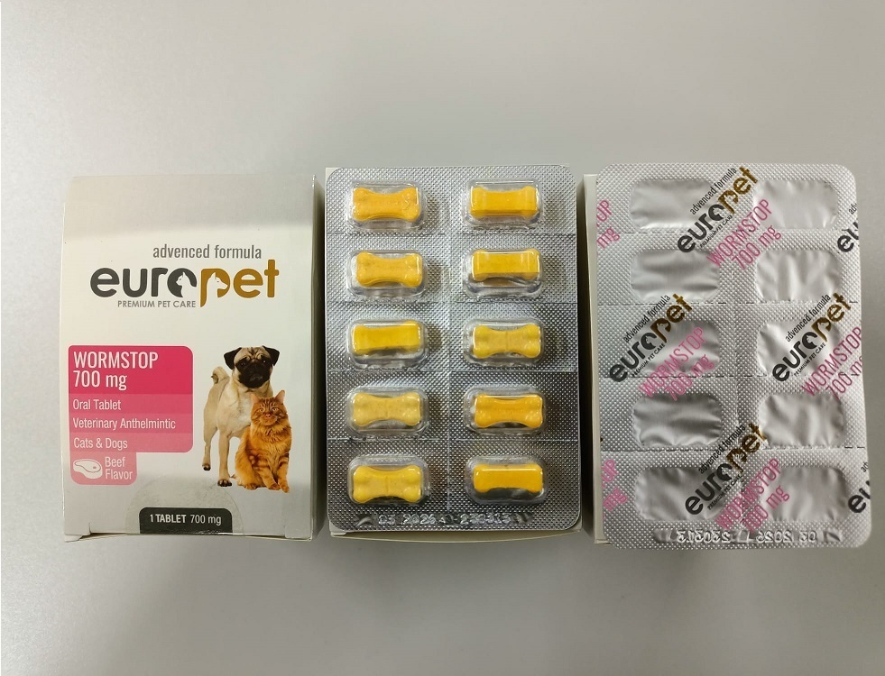  قرص ضد انگل سگ و گربه یوروپت مدل WormStop 700mg با طعم گوشت 