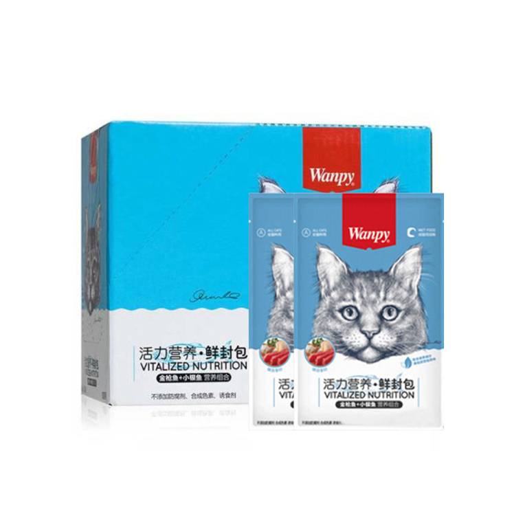پوچ گربه ونپی با طعم ماهی تن و ماهی کولی ۸۰ گرمی WANPY Cat Pouch - Tuna & Anchovy 80g