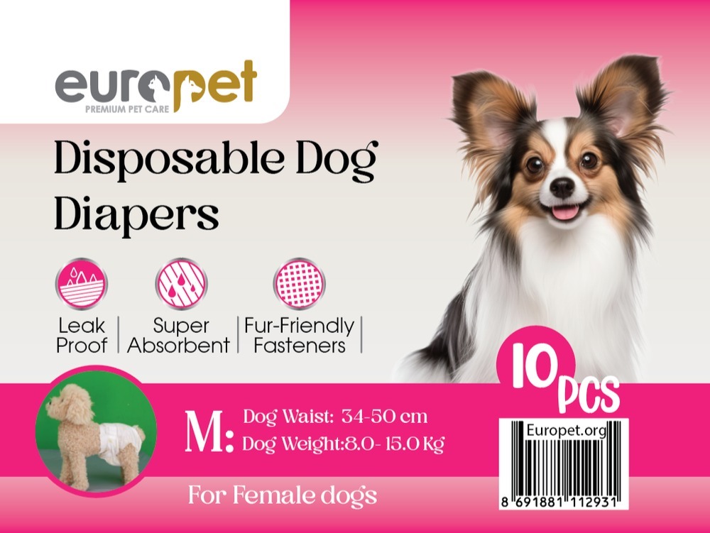  پوشک یکبار مصرف سگ ماده Europet سایز M 