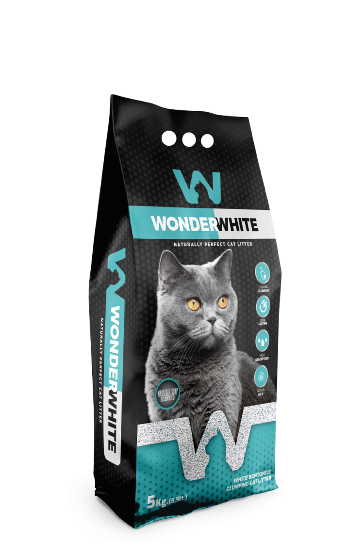 خاک گربه واندر وایت با رایحه صابون مارسی (Wonder White Marseille Soap Scented Cat Litter) 5kg