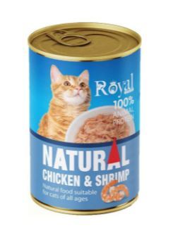 کنسرو گربه رویال کوکو نچرال با طعم مرغ و میگو 380g