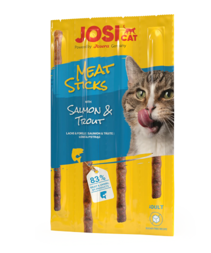 تشویقی مدادی گربه جوسرا Josicat طعم سالمون و قزل آلا Josicat Meat Sticks Salmon & Trout Cat Treat