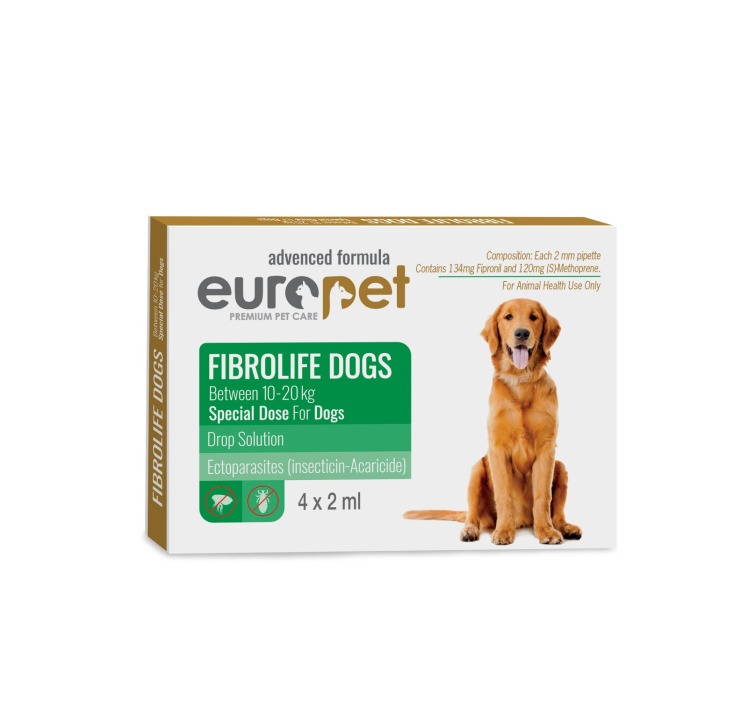 قطره ضد کک و کنه سگ 10 تا 20 کیلوگرم Europet Fibrolife Dogs