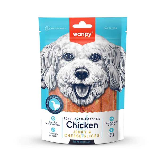 تشویقی سگ ونپی با طعم مرغ و پنیر Wanpy Soft Chicken Jerky & Cheese Slices