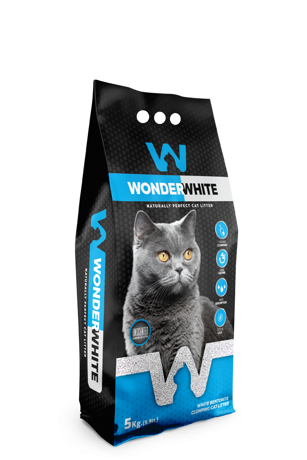  خاک گربه واندر وایت بدون رایحه (Wonder White Unscented Cat Litter 5kg 