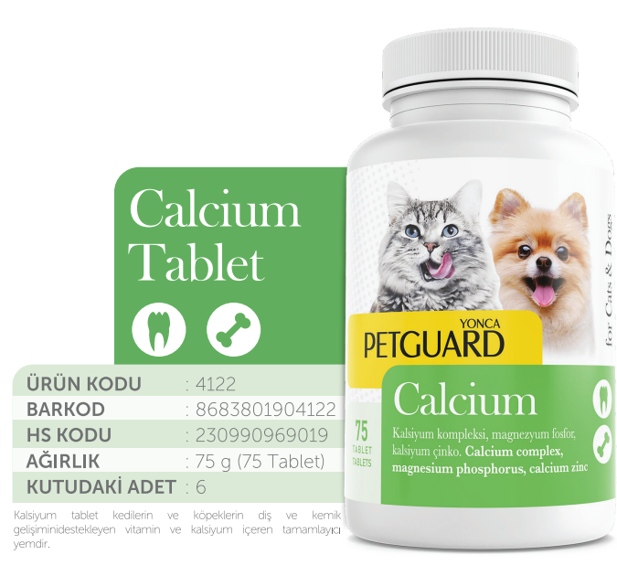  قرص کلسیم پت گارد مخصوص سگ و گربه (Petguard Calcium Tablets) 