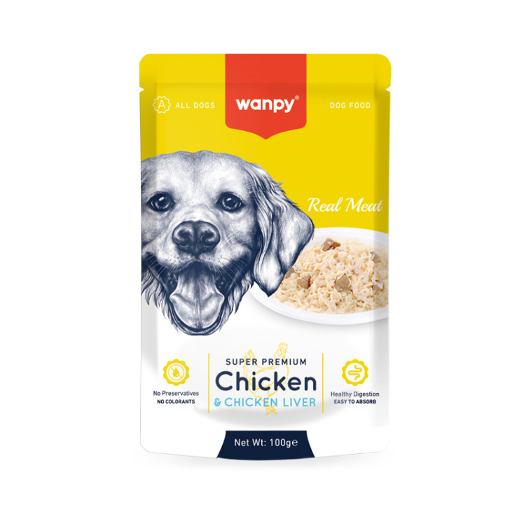 پوچ سگ ونپی سوپر پریمیوم با مرغ و جگر در ژله Wanpy Super Premium Chicken & Liver in Jelly (100g)