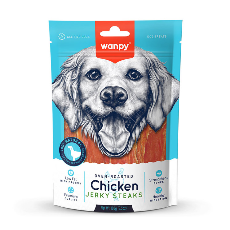 تشویقی سگ ونپی مدل Chicken Jerky Steaks wanpy